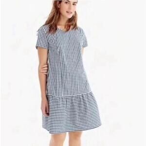 Universal Standard X J.Crew NEW Blue Gingham Drop Waist Dress Size M